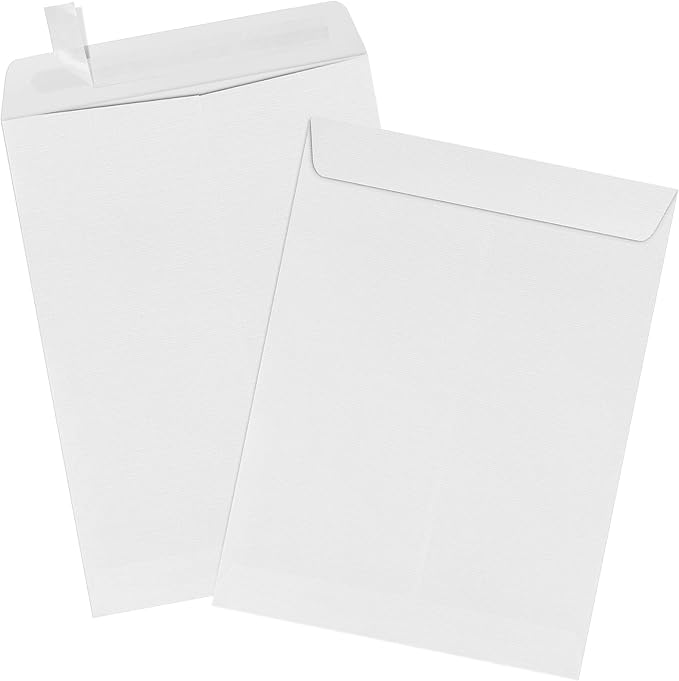 LUXPaper 9 x 12 Open End Envelopes | Peel & Press | White Linen | 80lb. Text | 500 Qty