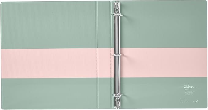 Avery® Two-Tone 3 Ring Binder, 1" Slant Rings, 1 Blush/Sage Binder | For School, Home and Office Organization, DuraHinge Tear-Resistant Spine, DuraEdge Split-Resistant Edges, Interior Pockets