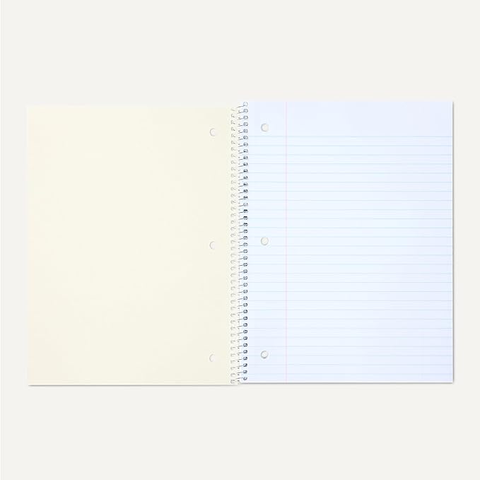 Amazon Basics Wide Ruled Spiral Notebook, For Work and School, 70 Sheets, 8" x 10.5", Black, 2 pack