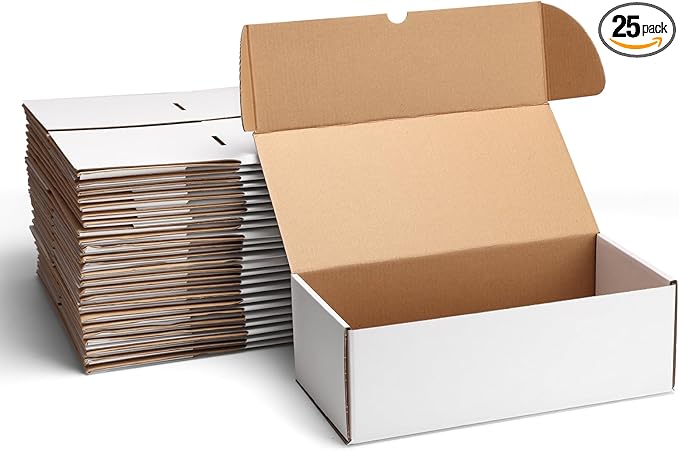ZBEIVAN 12x6x4 White Shipping Boxes Set of 25, Corrugated Cardboard Mailer Boxes for Packaging Small Business Mailing Gifts