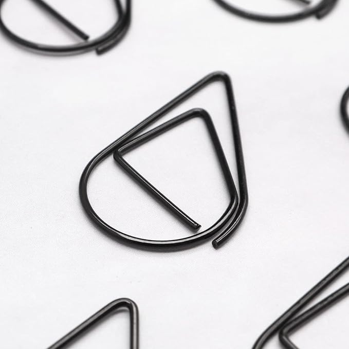 250 Pieces Black Paper Clips Cute Teardrop Stainless Steel Paper Clips for Office Stationery School Supplies Wedding Invitations Scrapbooking Crafts Bookmarks Women Planners (1 inch) by DEEDYGO