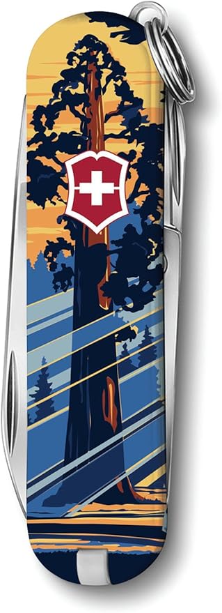 Victorinox Classic SD Swiss Army Knife, Compact, 7 Functions, Swiss Made Pocket Knife with Small Blade, Screwdriver and Key Ring - General Grant National Park