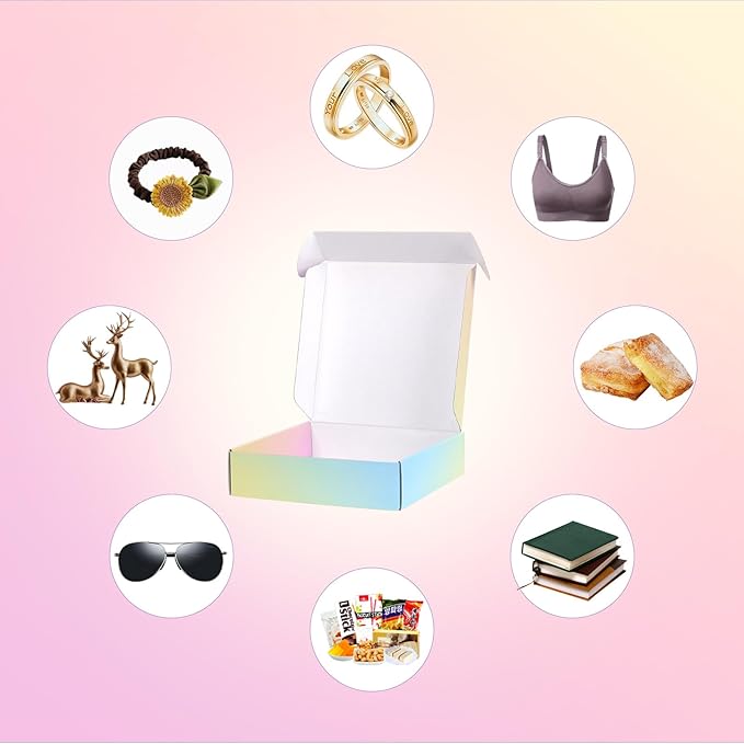 Shipping Boxes for Packaging, 8x8x2 Inches Corrugated Cardboard Boxes, Mailing Boxes for Small Business(15 Pack, Colorful)