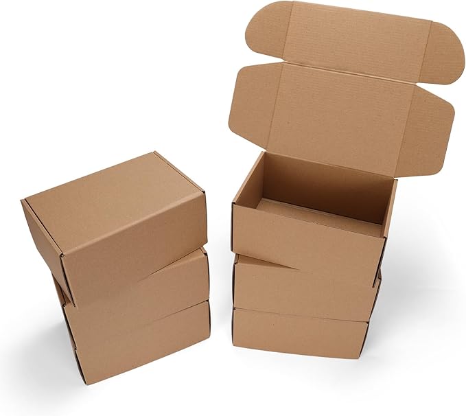 9x6x4 Shipping Boxes Set of 6, Small Cardboard Boxes for Packaging, Brown Mailing Boxes for Small Business