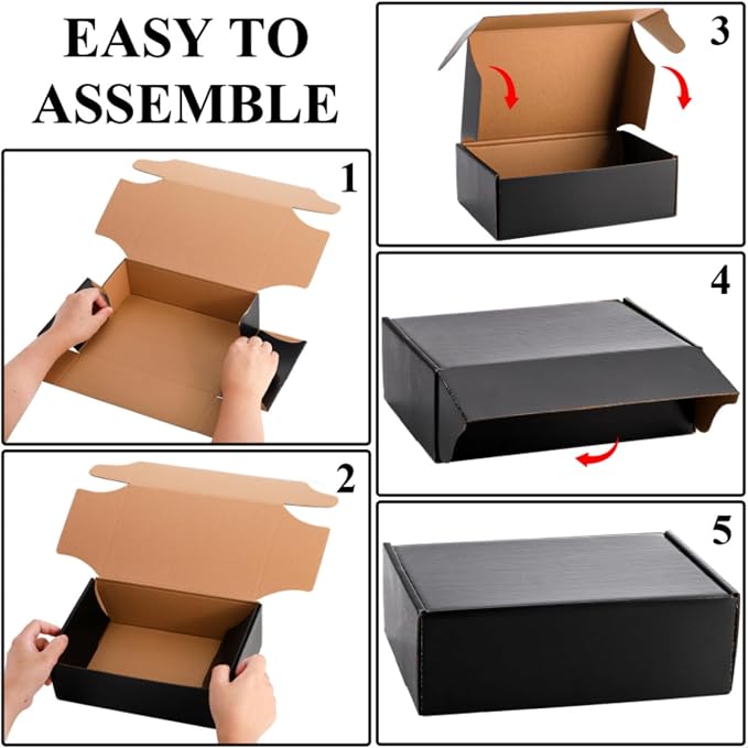 Dicunoy 30 Pack CardBoard Boxes, 9 x 6 x 3 Inches Small Shipping Boxes, Black Corrugated Cardboard Box for Mailing Packing Literature Mailer, Packaging Boxes for Gift, Small Business