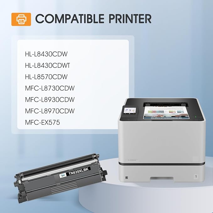 TN635XL TN635 Toner Cartridge Set for Brother MFC-L8930CDW MFC-L8730CDW Ink | Compatible for Brother TN 635XL TN-635XL TN635XXL HL-L8430CDW HL-L8570CDW MFC-L8970CDW HL-L8430CDWT Printer High Yield 4 Pack
