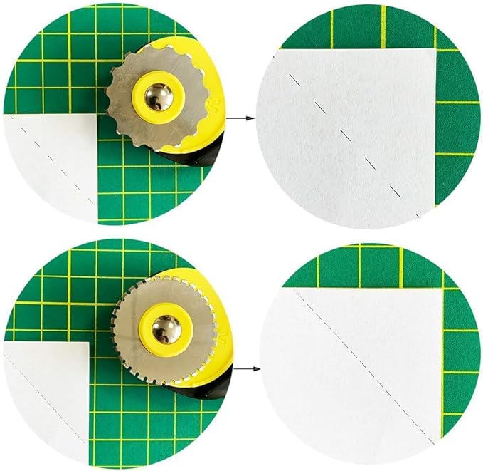 AUTOTOOLHOME 45mm Rotary Cutter Set with 9 Pack Replacement Rotary Blades Skip Rotary Blades Pinking Rotary Blades for Sewing Fabric Leather Quilting Cutter Paper Perforating Tool