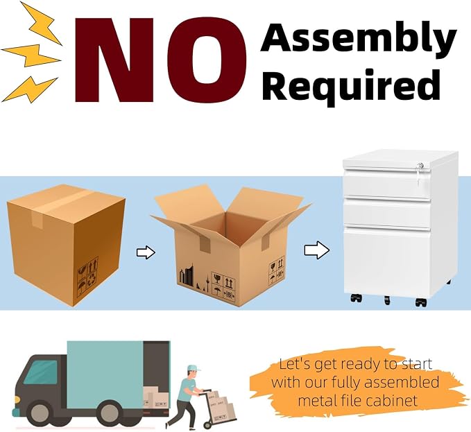 Approgreent Mobile File Cabinet for Home Office, Lockable 3 Drawer Filing Cabinet with Wheels for A4-Size/Letter-Size/Legal-Size, Fully Assembled Except Casters, White
