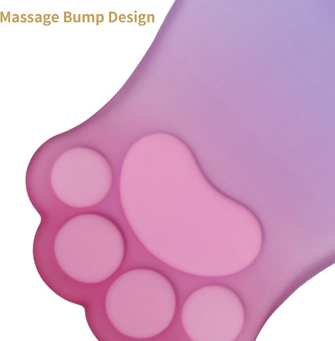 L-SPOUTTO Ergonomic Mouse Pad with Wrist Rest,Pink Mouse Pad Wrist Support | Cute Cat Paw Comfortable Massage Design,Computer Pain Relief Mousepad with Non-Slip Base for Desk Laptop Gaming,Pink&Purple