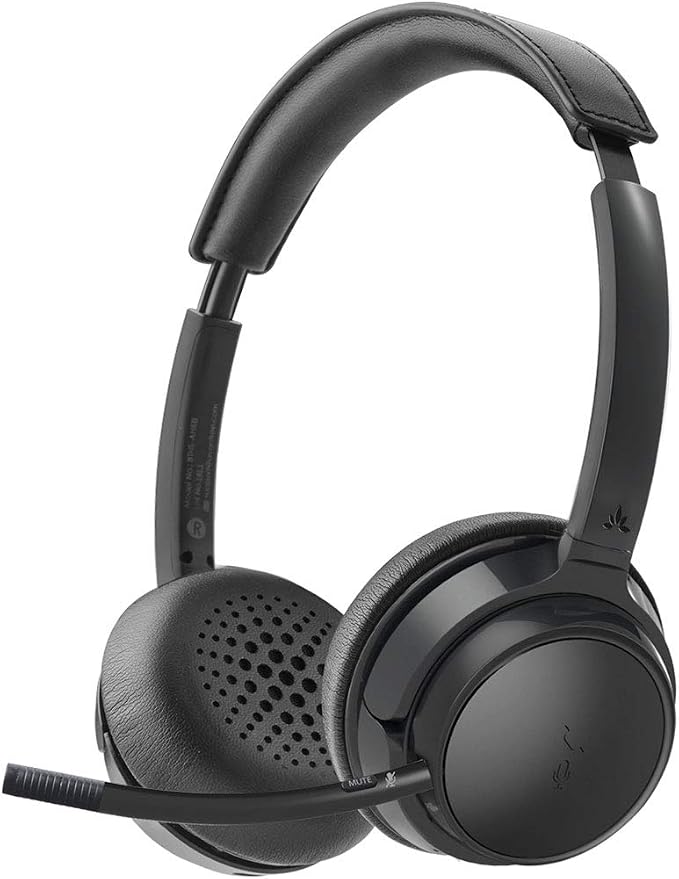 Avantree AH6B - Bluetooth Headset with Detachable Microphone | Lightweight on-ear headset for office or home with 22-hour battery, soft.