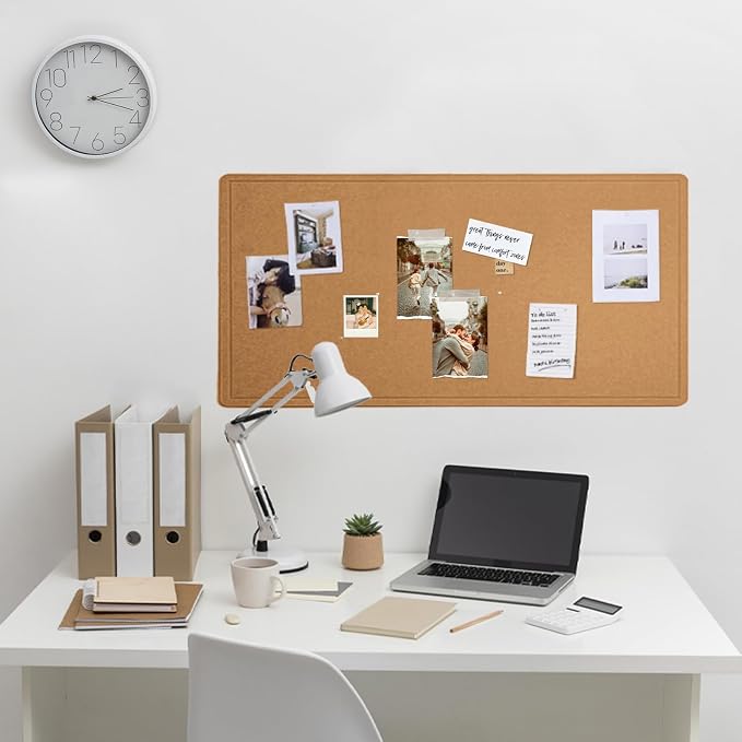 Felt Bulletin Board 35x18 inches, Decorative Pin Board for Home & Office | Cork Board Alternative for Wall with Push Pins, Display Mood Board for Photos, Notes & Reminders