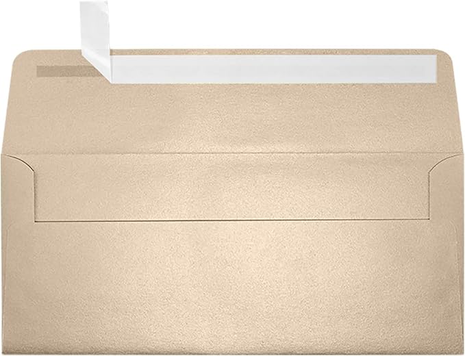 LUXPaper #10 Business Envelopes | Peel & Press | 4 1/8" x 9 1/2" | Taupe Metallic | 81lb. Text | 500 Qty