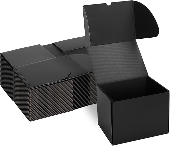 Rempry 8x6x6 Inches Black Small Shipping Boxes Pack of 25, Cardboard Corrugated Mailer Boxes for Packaging Small Business, Black Gift Boxes for Mailing Present