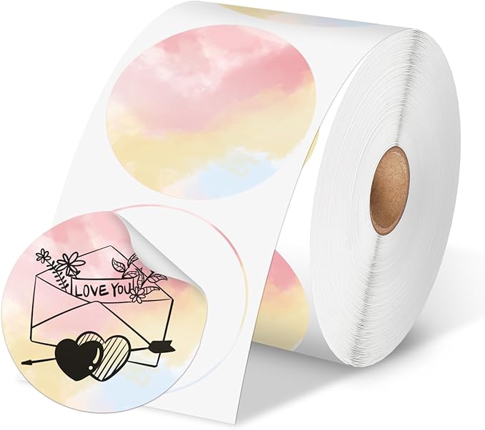 Phomemo 2” Color Circle Thermal Labels, Self-Adhesive Round Direct Sticker Label, Circular Thermal Printer Label for Logo Design, Name Tag, Thanks Card, Address, QR Code, 750 Labels/Roll, Gradient