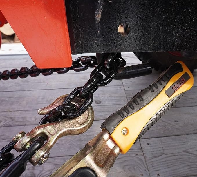 Mytee Products (8 Pack) 3/8" - 1/2"Easy Ratchet Chain Binder with Grab Hooks & 6000 lbs WLL - Heavy Duty Tie Down Ratchet Load Binder for Flatbed Trailers & Trucks