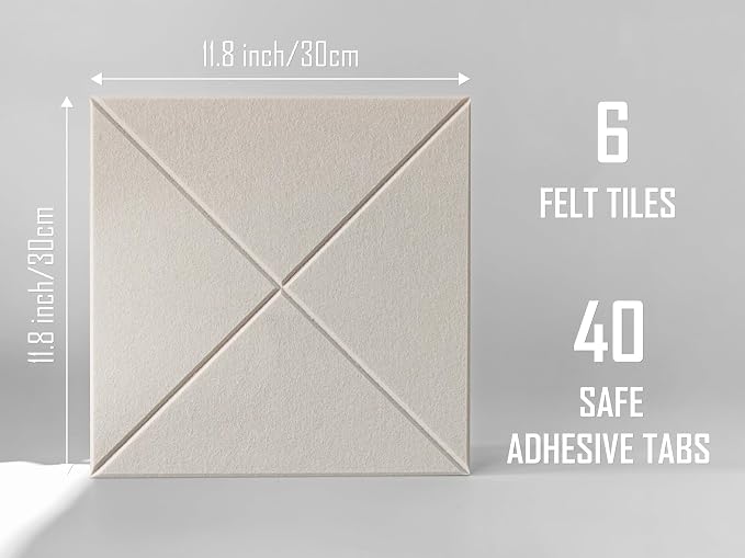 Cork Board 24 x36 Alternative - 6 Pack Felt Wall Tiles with Safe Removable Adhesive Tabs, Cork Boards for Walls Cork Board for Home Office Pin Board Tack Board - Beige