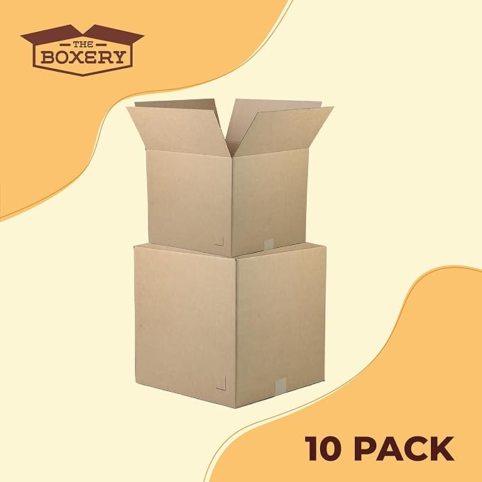The Boxery Moving Boxes 10-Pack XX-Large | 24x24x24 inch Brown/Kraft Corrugated Cardboard Packing, Moving & Storage for Business/Home – Durable - Eco-Friendly, Recyclable - Made in the USA