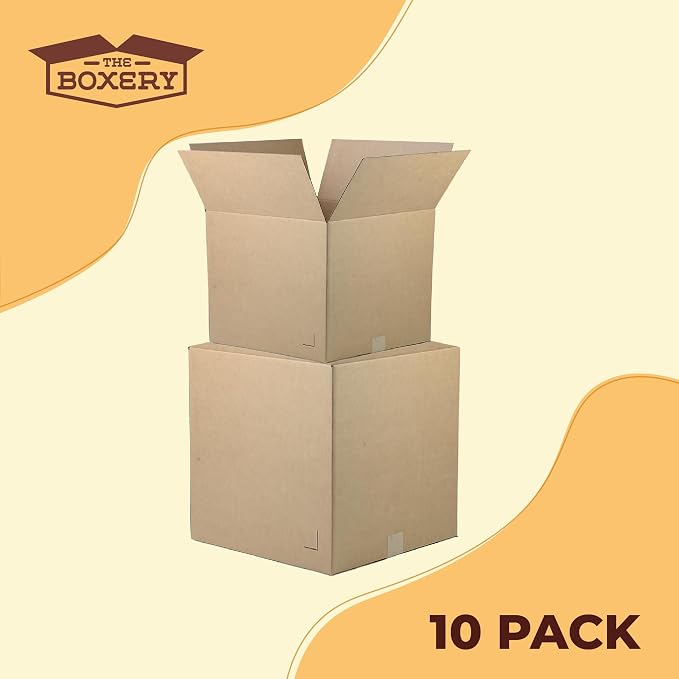 The Boxery Moving Boxes 10-Pack Medium 18x14x12 inch | Durable ECT 32 Corrugated Shipping Boxes for Mailing, Packing, Moving, and Storage — Recyclable and Made in the USA