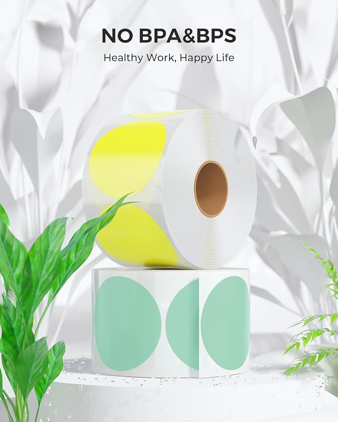 MUNBYN 2 Inch Thermal Labels, White Pink Green Yellow, 3000 Sheets/4 Rolls | Thermal Sticker Labels, No BPA and BPS, Self-Adhesive, Print Clear and Sharp, Wide Compatibility