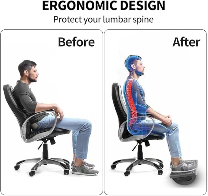 Foot Rest for Under Desk at Work - Ergonomic Foot Stools for Under Office Desk - Rocking Footrest with Roller Massager - Leg Rest for Chair, Computer Gaming -13" L x 9.6" W x 5" H (Gray)