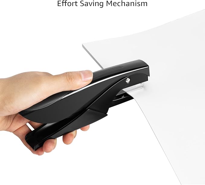 Amazon Basics Effortless Handheld Plier Stapler, 25 Sheet Capacity, Heavy Duty, Black (Pack of 2)