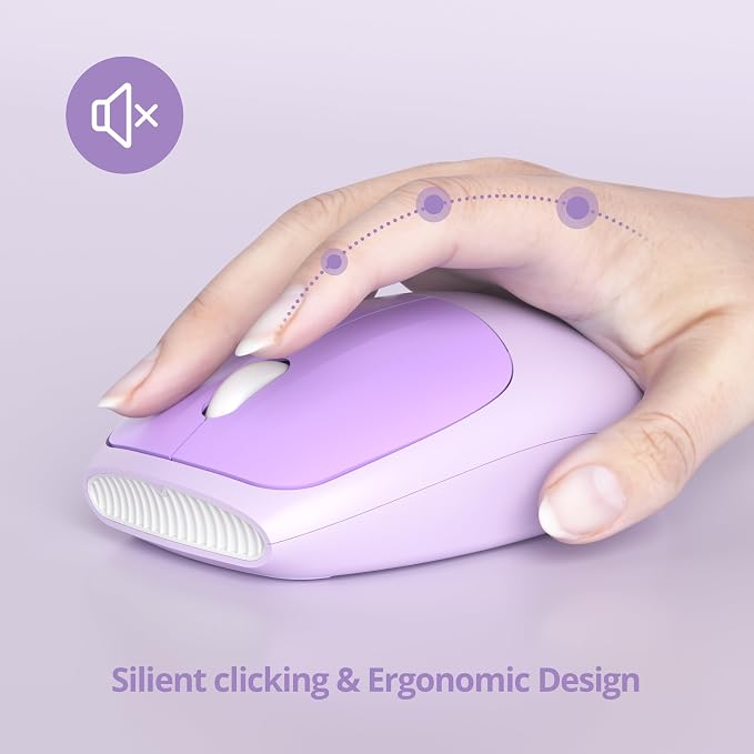 Surmen Cute Purple Keyboard and Mouse Wireless Silent, Full-Size Retro Typewriter Wireless Quiet Keyboard Mice Set Low-Noise 2.4GHz for Computer, Desktop, Laptop(6-Diary Purple)