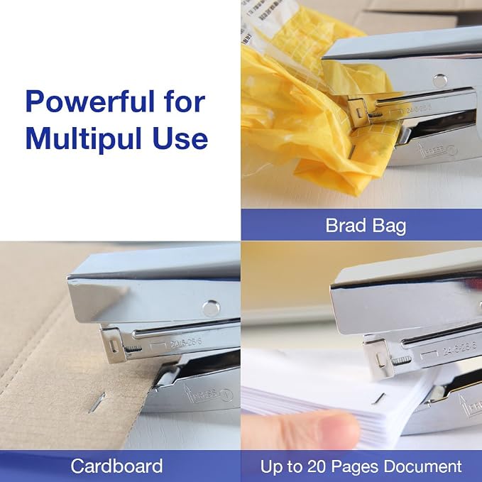 Stapler Heavy Duty with 1000 Staples and Staples Remover Set 20 Sheets Desktop Office Work Student Teacher Large Capacity No Jam Professional Standard 24/6 Metal