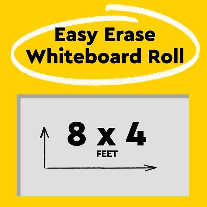 Post-it Easy Erase Permanent Marker Whiteboard Surface Permanent Marker Wipes Away with Water 8 ft X 4 ft White Dry Erase Whiteboard Film