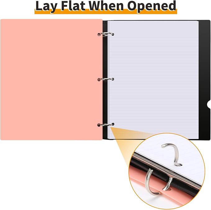 4 Pcs 360° Pivotable 3 Ring Binder, Soft 1 inch Binders 3 Ring, Flexible Thin Soft Three Ring Binder Fits 8.5" x 11", for Home, School and Office-Blue, Green, Pink, Purple