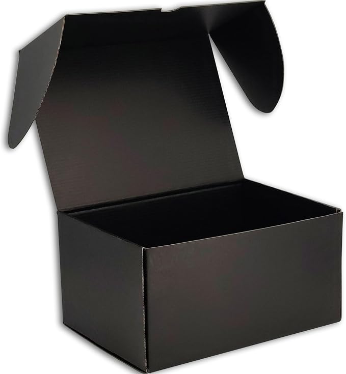 11x6x6 Shipping Boxes Black Mailer Corrugated Cardboard Box Set of 20 | for Packaging, Literature, Packing, Mailing, Storage, Small Business, Moving, Gift, Supplies, Quick Fold, Tab Locking