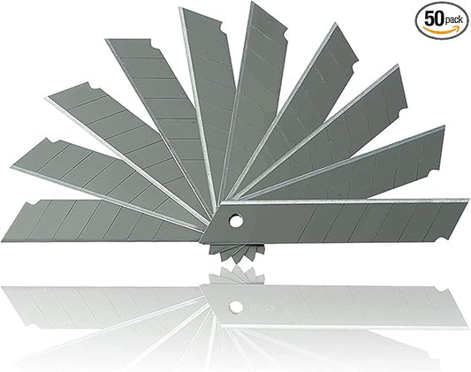 50-Pack 25MM Utility Knife Slitting Blades, Office Knife SK5 Blades for Retractable Box Cutters and Knives