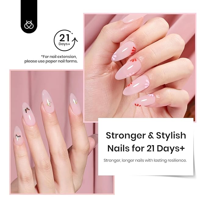 Beetles Builder Gel for Nails HEMA-Free,0.5 oz 8 in 1 Jelly Pink Building Gel,for Sensitive Nails Strengthening & Building Nail Apex,UV & LED Lamp Cured,DIY Salon at Home for Beginners Women