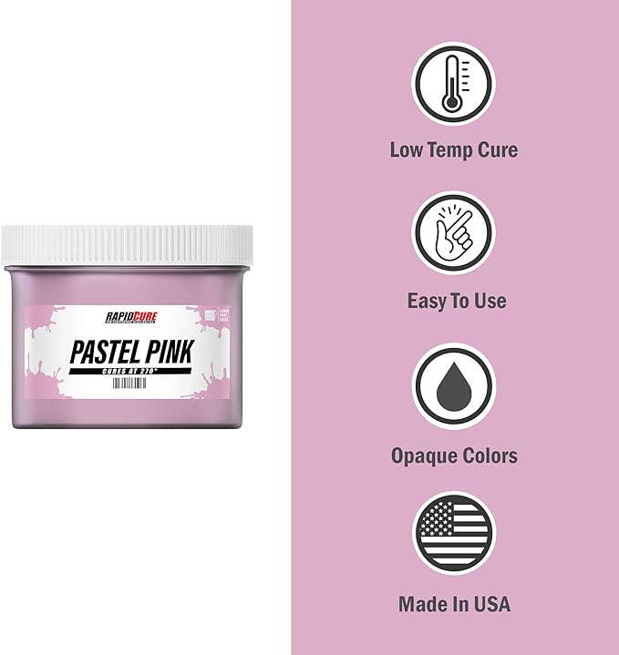 Rapid Cure® Screen Printing Ink Pastel Pink (Gallon - 128 oz.) - Plastisol Ink for Screen Printing Fabric - Low Temp. Curing Plastisol by Screen Print Direct - Pink Plastisol Ink for Silk Screens