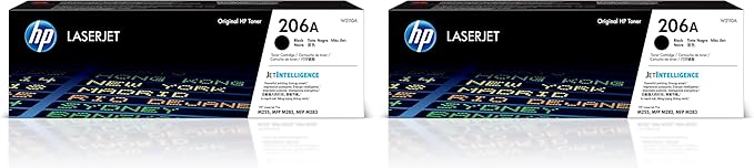 HP 206A Black Toner Cartridge | Works with Color LaserJet Pro M255,MFP M282,M283 Series | W2110A,(Pack of 2)