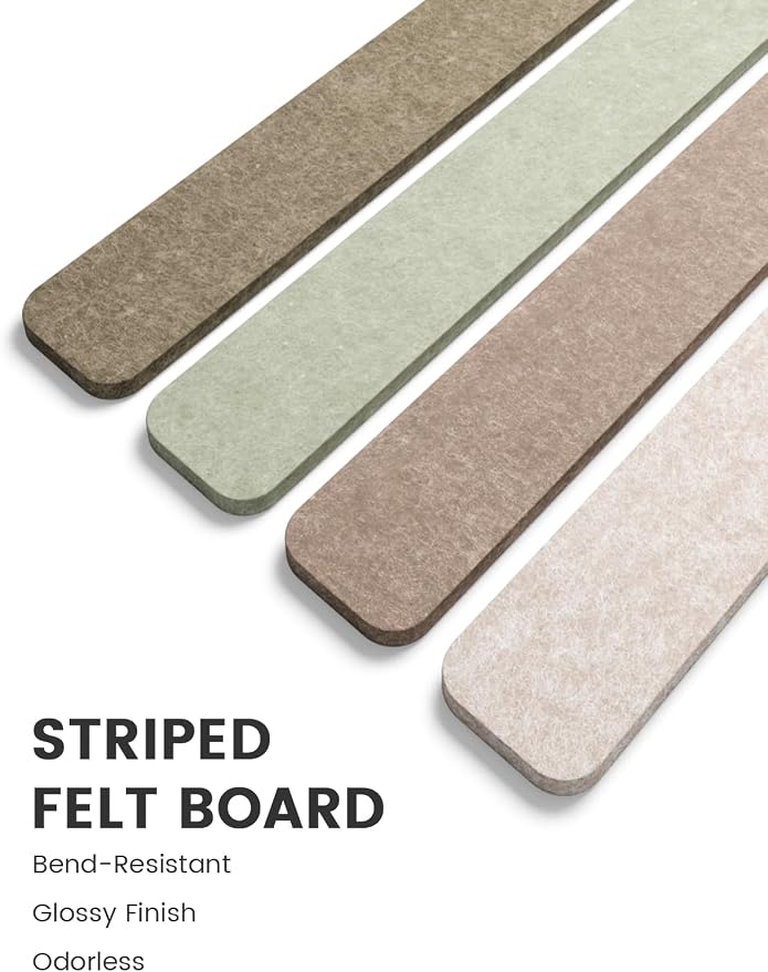 Fluxynara 13" x 2" Felt Wall Panels, Linen Dusk | 5-Pack Includes 35 Push Pins and Adhesive Tabs for Photos, Notes and Decor in Bedroom Doors, Home Office or Studios