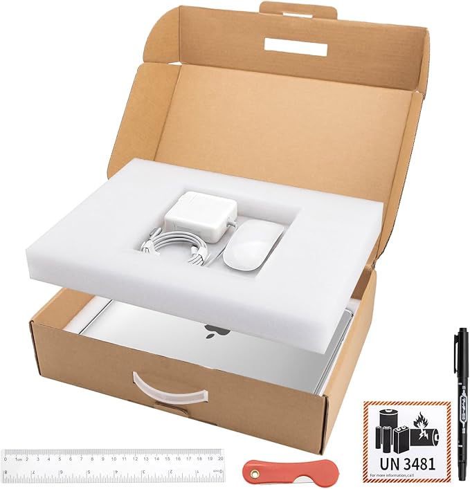 Laptop Shipping Box with Protective Foam for up to 17.3 Inch Notebook, Cardboard Laptop Box for Shipping, Secure Mailing Boxes (17"L x 12"W x 4"H)