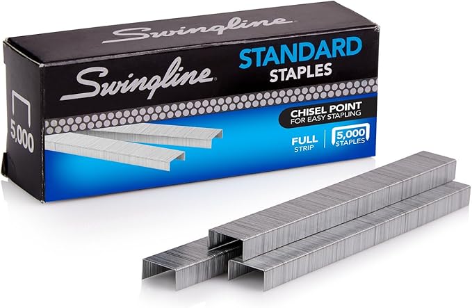 Swingline® Standard Staples, 1/4", Full Strip, Box of 5,000
