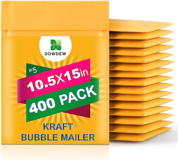 Kraft Bubble Mailers [400 Pack] Shipping Mailing Packing Padded Envelopes #5 (10.5" x 15")