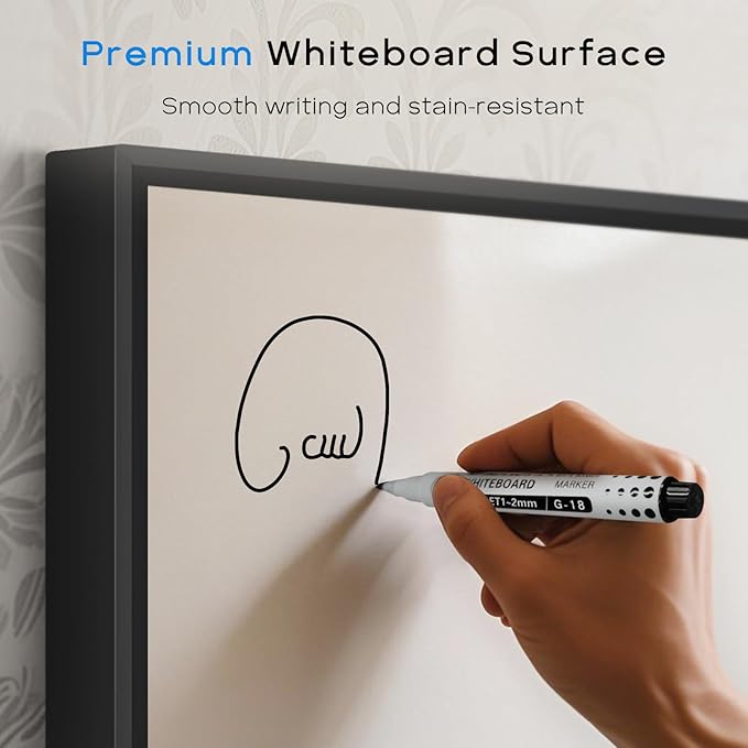 Magnetic Dry Erase White Board & Cork Board Combo, 36"x24", Wall Mounted | Black Aluminum Frame, Dry Erase Board and Cork Bulletin Board, Vision Board, for Home Office, School, Kitchen