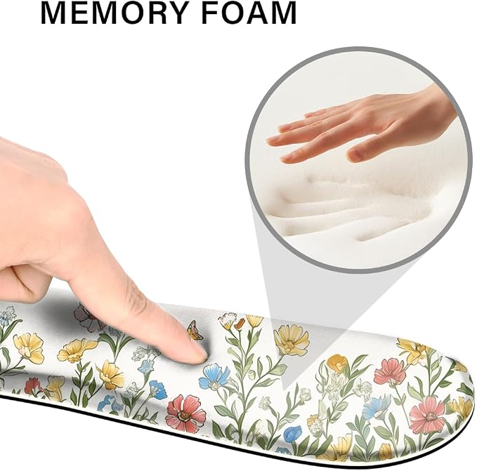 Desk Pad and Keyboard Wrist Rest, Large Mouse Pad + Keyboard Pad+Mouse Wrist Support, Non-Slip Desk Mat Protector for Office, Home 31.5×11.8 Inches Spring Floral