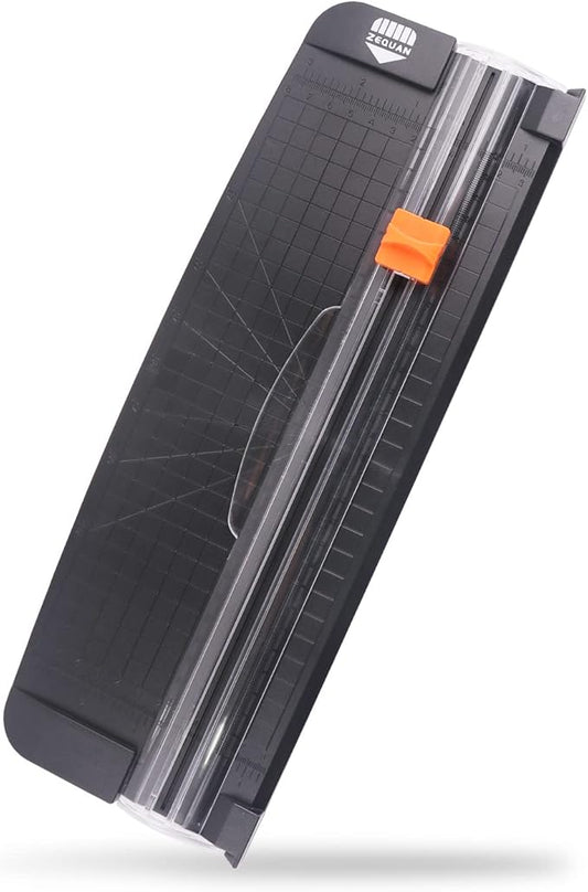 A4 Black Small Paper Trimmer, Portable Paper Cutter for Label, Origami, Card, Photo, Coupon, Scrapbook, Cardstock, Laminated Paper, and Craft Project