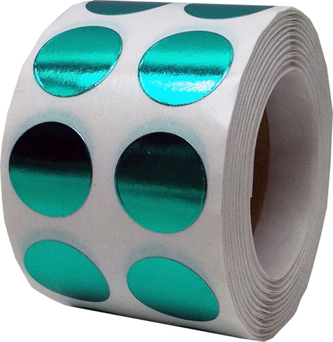 Metallic Green Circle Dot Stickers, 1/2" Inch, 1000 Labels per Roll - Ideal for Organizing, Decorating, Labeling and Crafting in Homes, Schools, and Office Use