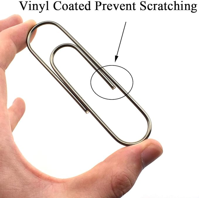HAHIYO Paperclips 4 inch (100mm) Extra Large Paper Clips Sturdy Bright Black Vinyl Coated Prevent Scratching Tearing The Pages for Bookmark Organize Home Office School 14 Pack