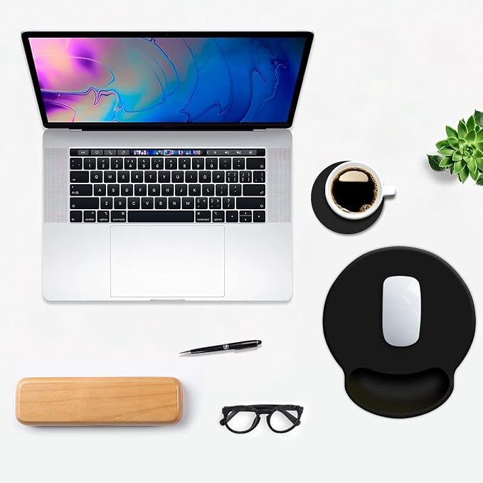 DOOKE Ergonomic Mouse Pad with Wrist Support,Wrist Pad with Coaster Non-Slip Rubber Base for Computer,Laptop,Home Office Gaming,Working,Easy Typing & Pain Relief,Black