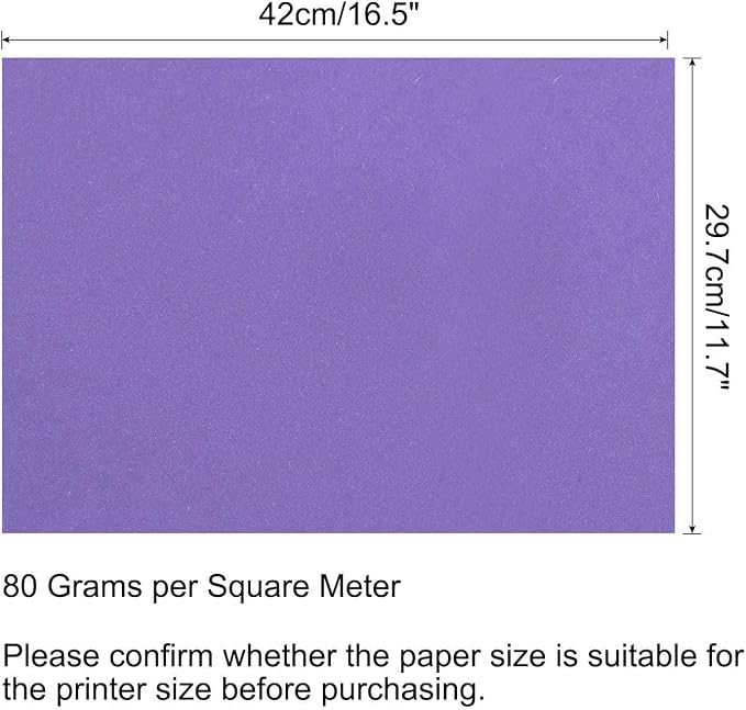 MECCANIXITY 50 Sheets Colored Copy Paper 16.5 x 11.7 Inch Printer Paper 80gsm Dark Purple for Office Printing, Document Copying, Invitations, Forms, Art Projects