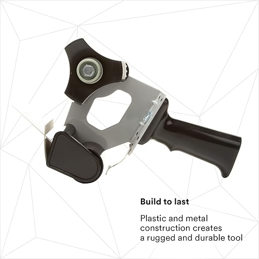 Tartan Pistol Grip Box Sealing Tape Dispenser HB903, Hand-Held Design, Heavy-Duty, Easy-to-Use Application, Black, 2 (Pack of 3)