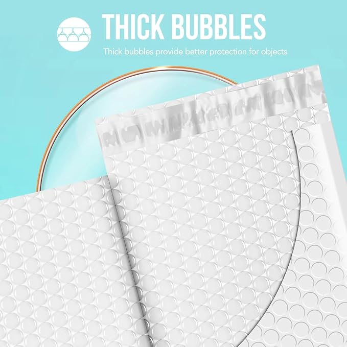Fuxury Bubble Mailers 12x15" White Padded Envelopes 25 Pack Self-Seal | Large Bubble Envlopes Strong Adhesion Padded Mailers for Mailing Small Business,Magazine,Clothing