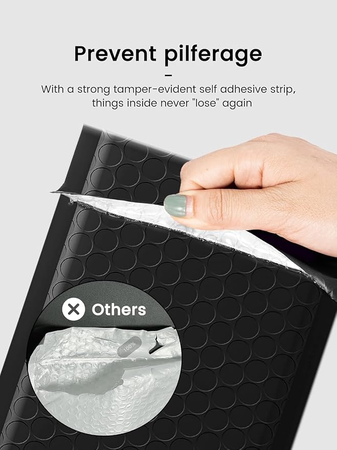 GSSUSA Black Bubble Mailers 4x8 Padded Envelopes 19200 Pack, 1Pallet | Usable Size 4x7, Waterproof Opaque Small Shipping Bags, Strong Adhesion, Self-Seal, Mailing Supplies, Business, #000