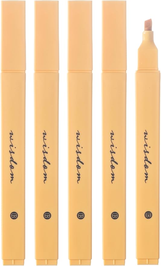 DIVERSEBEE Bible Highlighters with Soft Chisel Tip, No Bleed (Yellow) | 5 Pack Single Color Pens, Quick Dry, Cute Aesthetic Markers for Bible Study Journaling Supplies