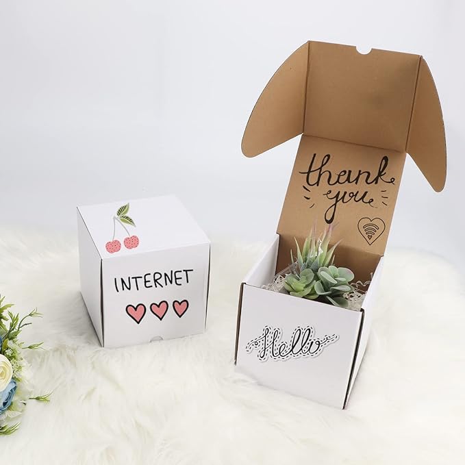 ZBEIVAN 6x6x6 White Shipping Boxes Set of 20, Corrugated Cardboard Mailer Boxes for Packaging Small Business Mailing Gifts